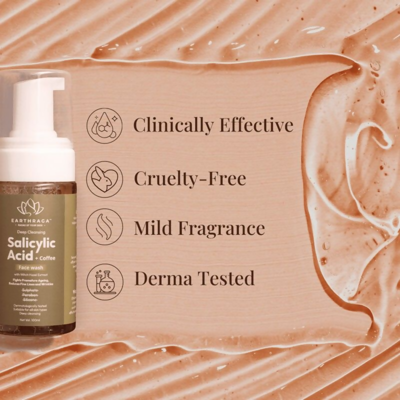 Earthraga Deep Cleansing Salicylic Acid And Coffee Foaming Face Wash | Grocsy