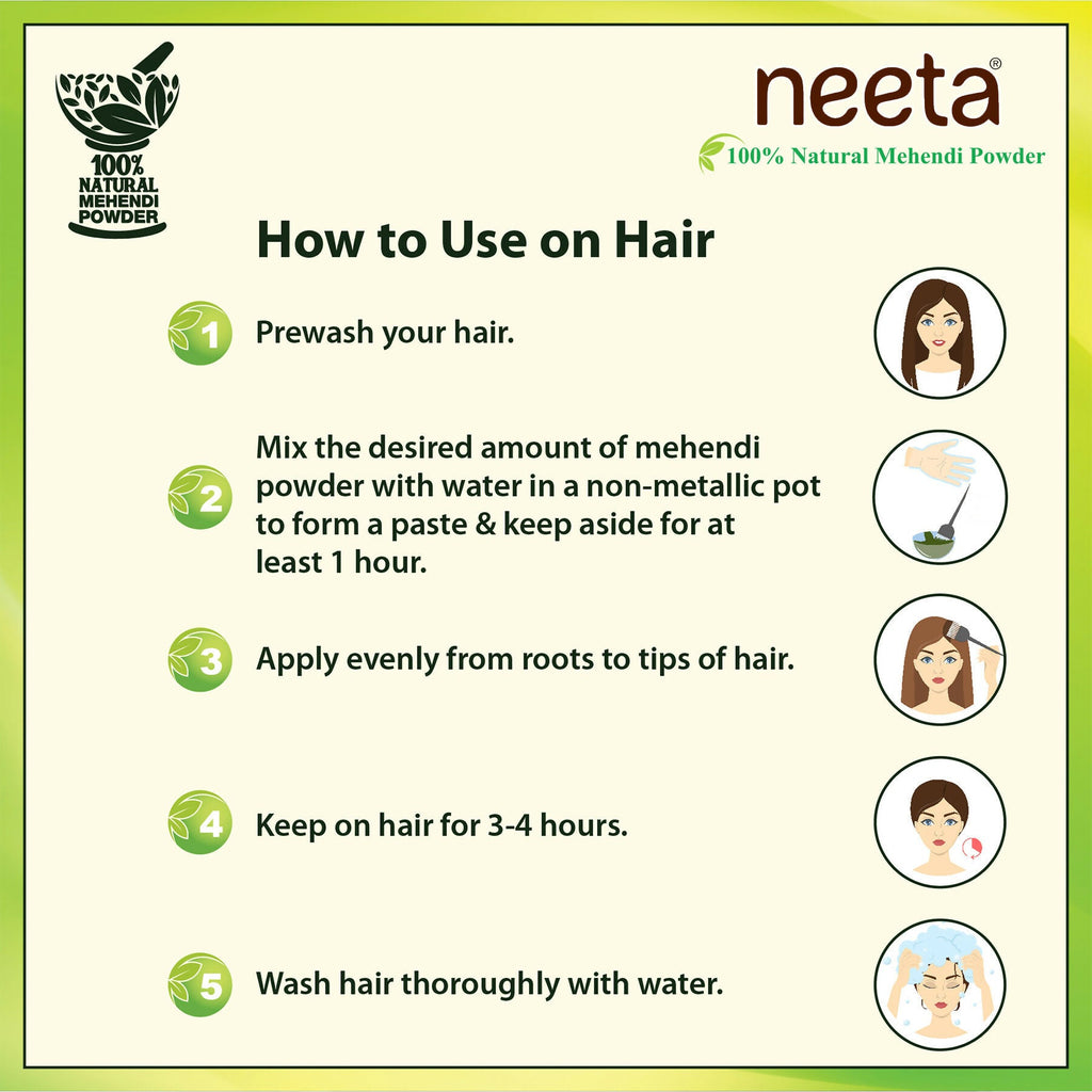 Neeta 100% Natural Henna Powder For Hair Colour And Growth|Rich Brown Shades | Grocsy