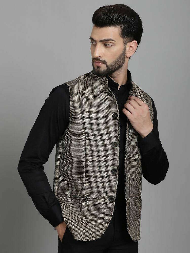 Even Apparels Nehru Jacket With Welt Pockets - Beige | Grocsy