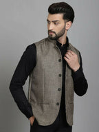 Even Apparels Nehru Jacket With Welt Pockets - Beige | Grocsy