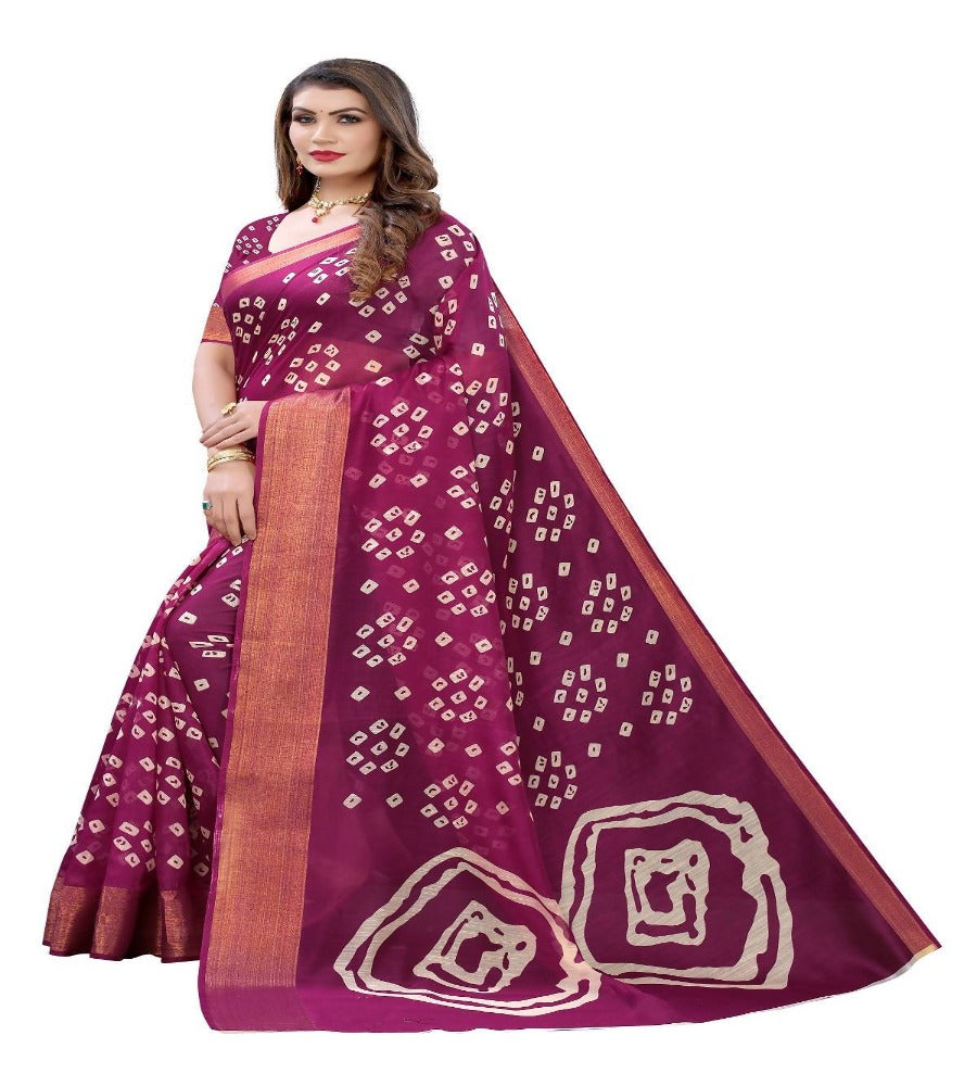 Vamika Purple and Gold Linen Jari Border Saree (RADHIKA PURPLE) | Grocsy