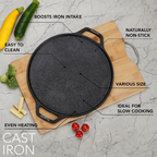 Sumeet Pre Seasoned Heavy Weight Cast Iron Flat, Induction Friendly Dosa Tawa - Black | Grocsy
