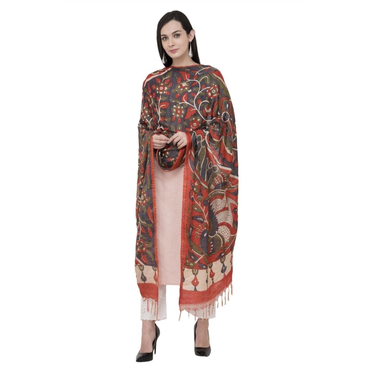 A R Silk Modal Kalamkari Print Dupatta | Grocsy