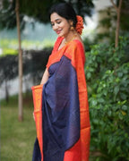 DEIANA'S Beautiful Designer Golden zari Soft Lichi Silk Saree - Purple | Grocsy