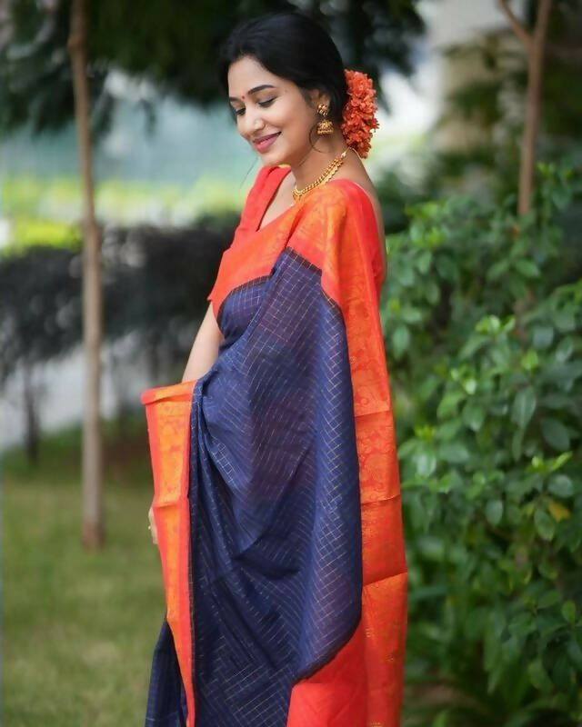 DEIANA'S Beautiful Designer Golden zari Soft Lichi Silk Saree - Purple | Grocsy