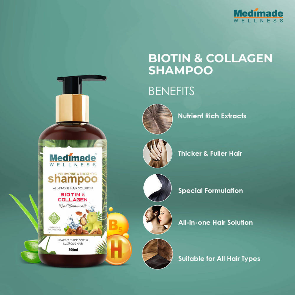 Medimade Wellness Volumizing and Thickening Shampoo with Biotin & Collagen | Grocsy