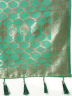 Lorenvalley Fashion Wine & Green Patola Silk Woven Design Meenakari Weaving Saree | Grocsy
