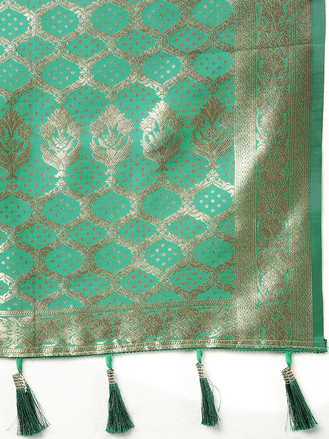 Lorenvalley Fashion Wine & Green Patola Silk Woven Design Meenakari Weaving Saree | Grocsy