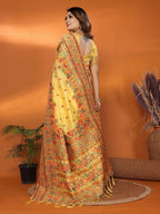 Joban Fashion Yellow Meena Weaves Pashmina Sarees | Grocsy