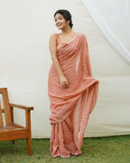 Vamsee Saraswati Orange Georgette Saree | Grocsy