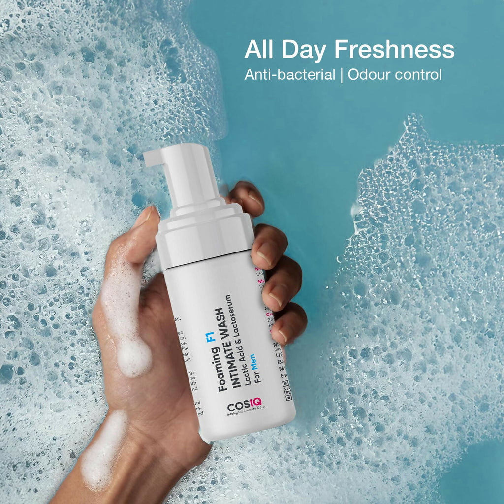 Cos-IQ Foaming F1 Intimate Wash For Men, Hygiene Wash with Lactic Acid & Lactoserum | Grocsy