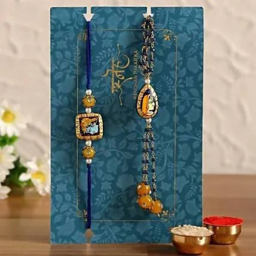 Bhaiya Bhabhi Luxury Rakhi Set & Assorted Delights Combo Pack | Grocsy