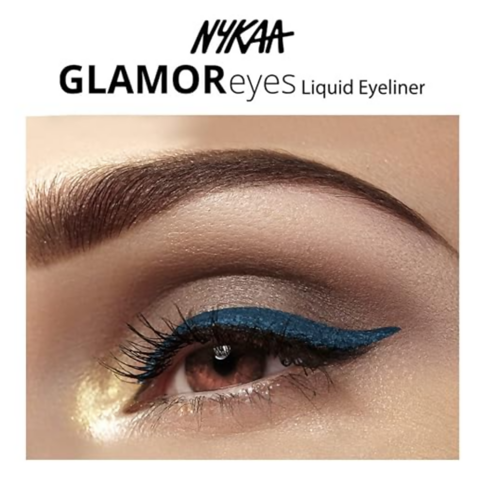 Nykaa Glamoreyes Waterproof & Smudgeproof Coloured Natural Liquid Eyeliner - Blue | Grocsy