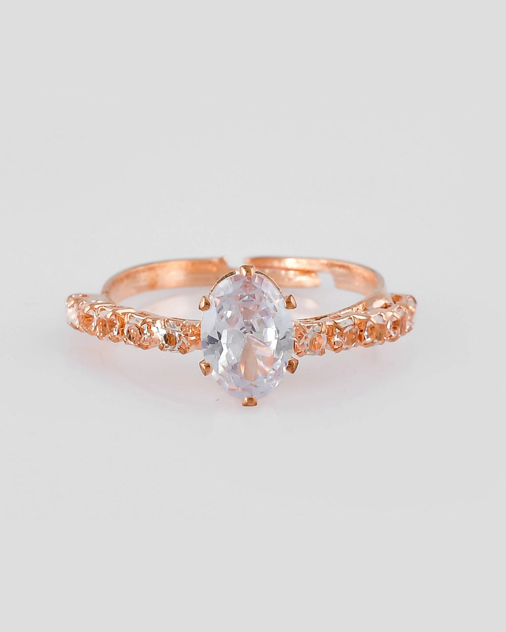 VOJ white CZ-detail Stainless Steel Cubic Zirconia Gold-Polished adjustable finger Ring | Grocsy