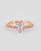 VOJ white CZ-detail Stainless Steel Cubic Zirconia Gold-Polished adjustable finger Ring | Grocsy