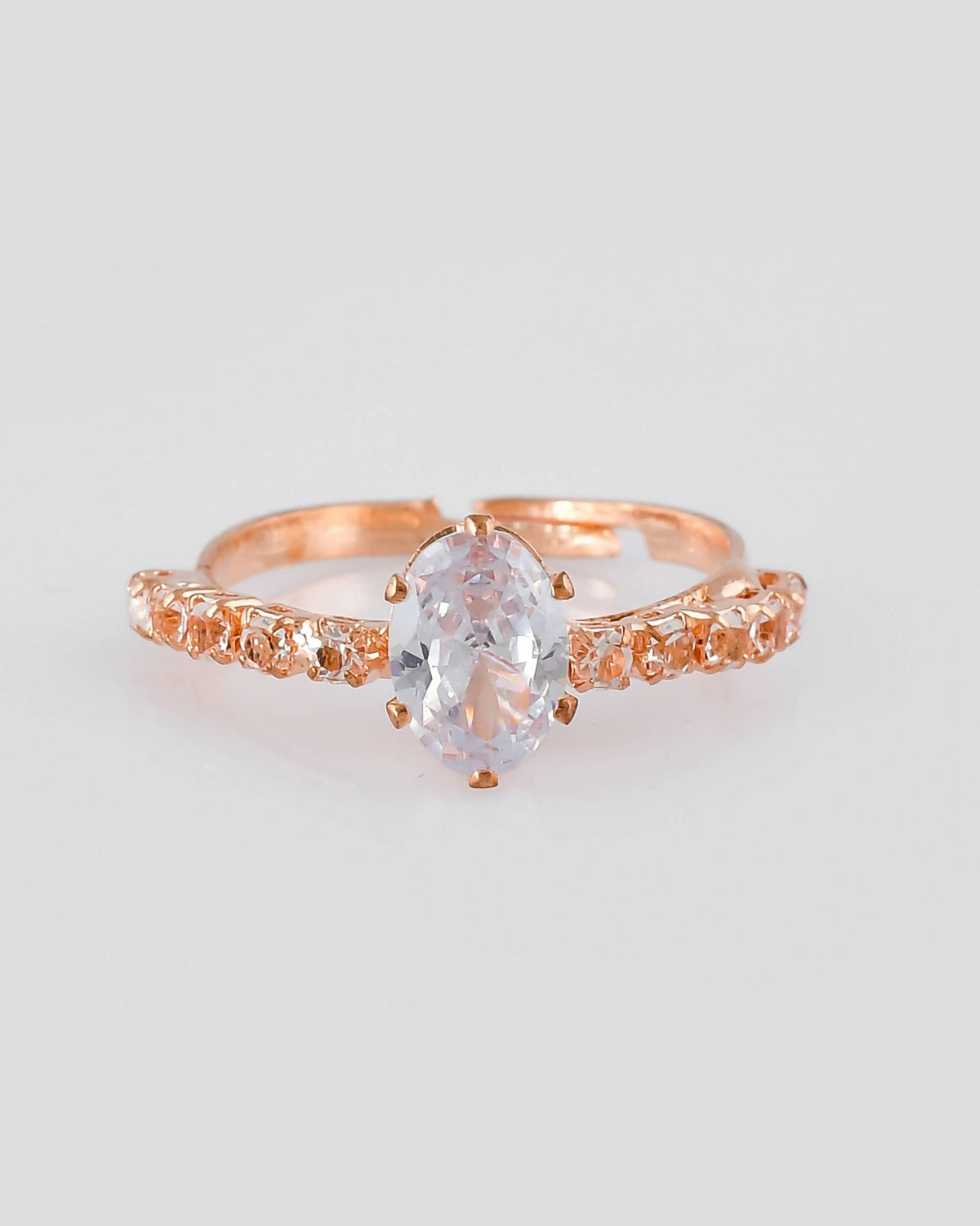 VOJ white CZ-detail Stainless Steel Cubic Zirconia Gold-Polished adjustable finger Ring | Grocsy