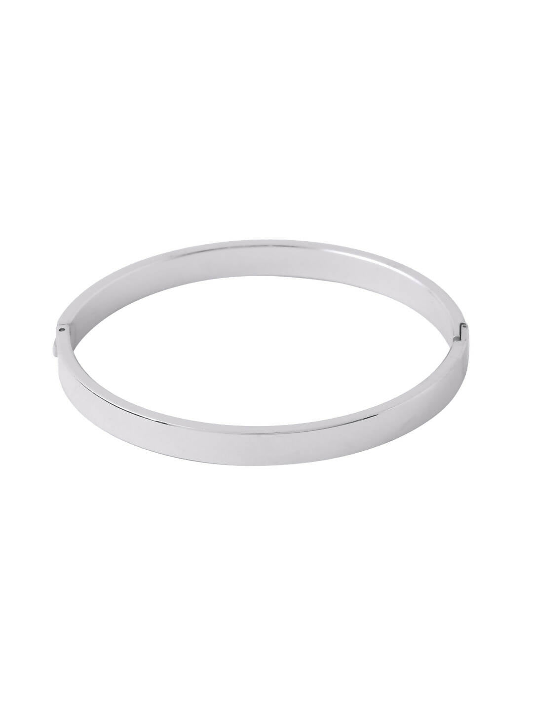 NVR Men's Silver Metal Interlock Kada Bracelet | Grocsy