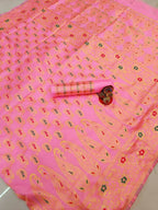 DEIANA'S Beautiful Designer Golden zari Soft Lichi Silk Saree - Peach | Grocsy