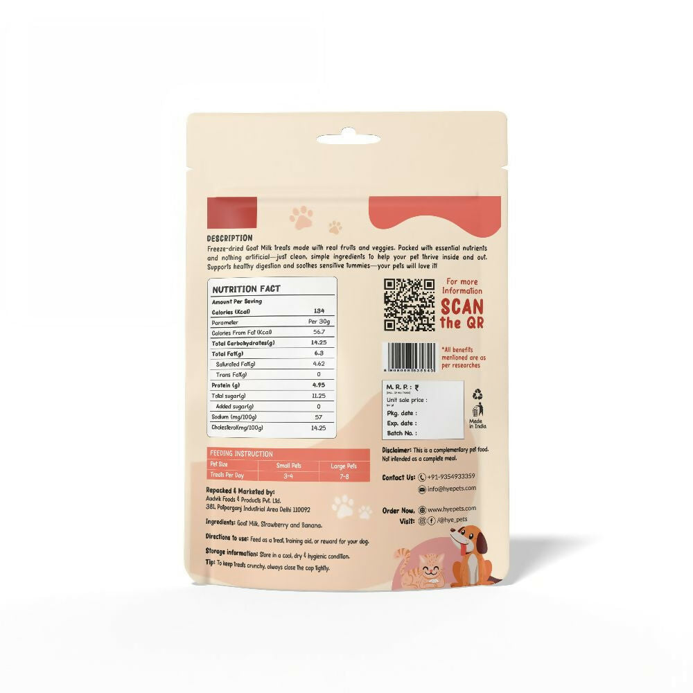 Hye Pets Super Treats For Super Pets – Freeze Dried Treats Made With Goat Milk, Strawberry & Banana | Grocsy