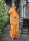 stylish Casual Yellow Imported georgette Ready to Wear Fancy Saree - Ashwini | Grocsy