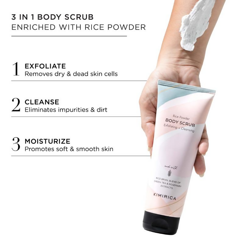 Kimirica Rice Powder Body Scrub Exfoliating + Cleansing For Soft & Smooth Skin | Grocsy