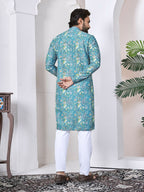 Anaita Blue Digital Printed Work Cotton Straight Kurta | Grocsy