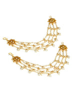 Ruby Raang Gold Kundan and Pearl Chain (set of 2) | Grocsy
