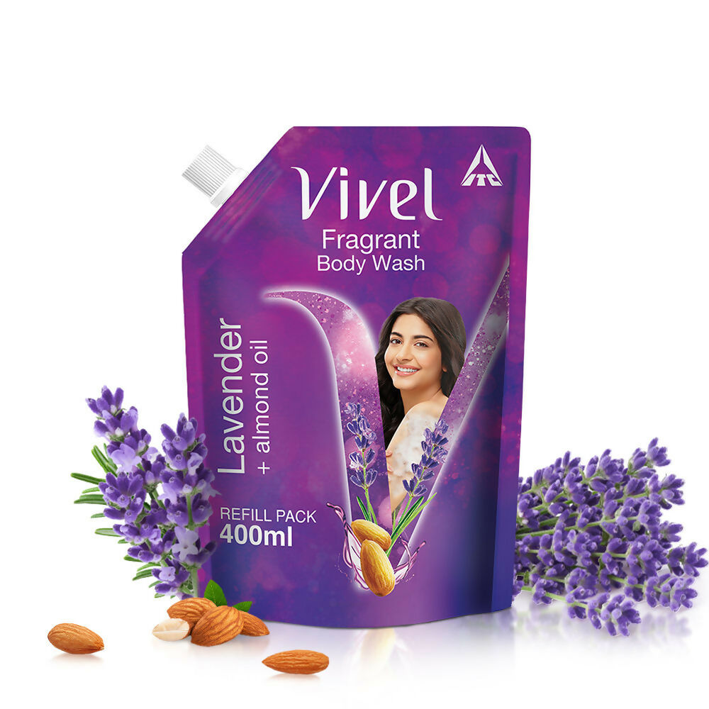 Vivel Fragrant Body Wash Lavender & Almond Oil Moisturizing Shower Gel Supersaver Refill Pack | Grocsy