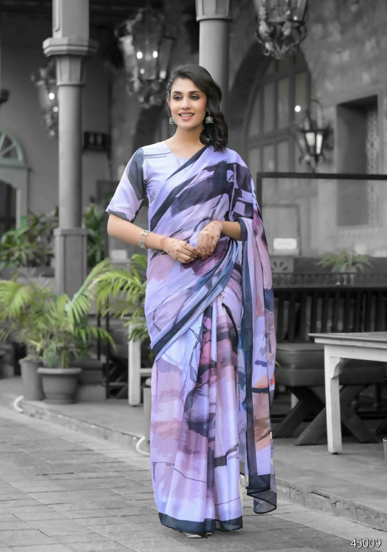 stylish Casual Light Purple Imported georgette Ready to Wear Fancy Saree - Ashwini | Grocsy
