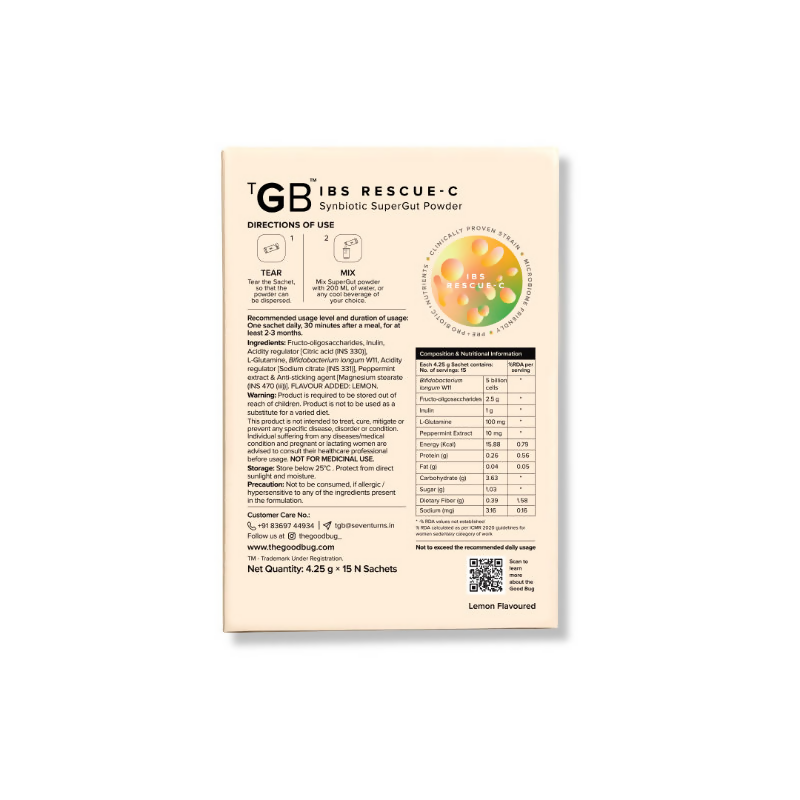 The Good Bug IBS Rescue - C SuperGut Powder for Irritable Bowel Syndrome 15 Days Pack | Grocsy