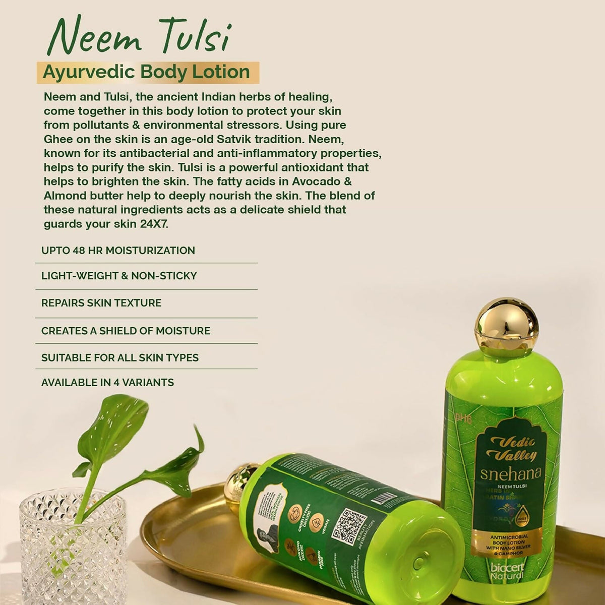 Vedic Valley Neem Tulsi Body Lotion for Women & Men | Grocsy