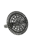 NVR Women's Oxidised Silver Plated Adjustable Finger Ring | Grocsy