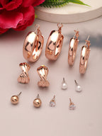 NVR Women's Set of 6 Rose Gold-Polished Contemporary Hoop Earrings | Grocsy