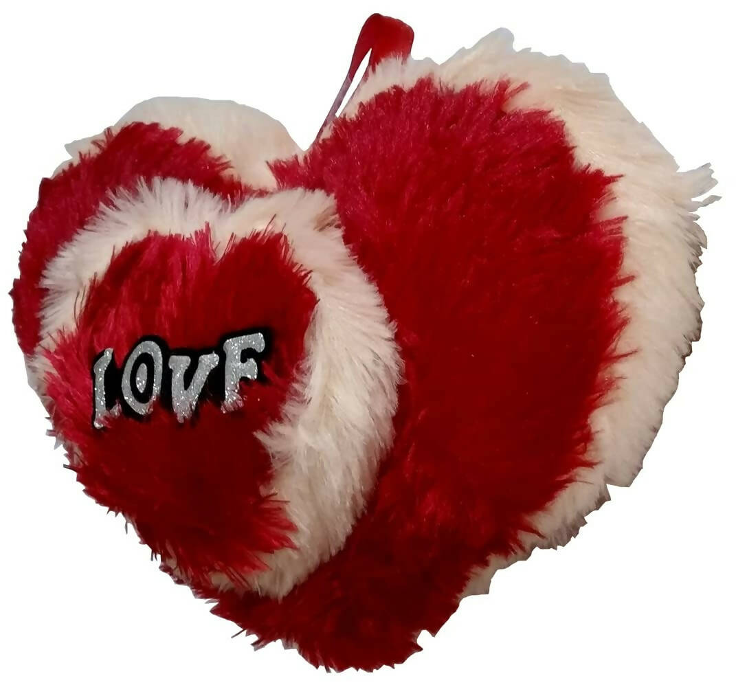 Red & Milky Love Heart Shape Pillow (Fur) Cushion | Grocsy