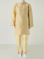 Joban Fashion Kids Island Elegant Box Sequence work Nehru Jacket Full Sleeves Kurta, Pyjama Set - Golden | Grocsy