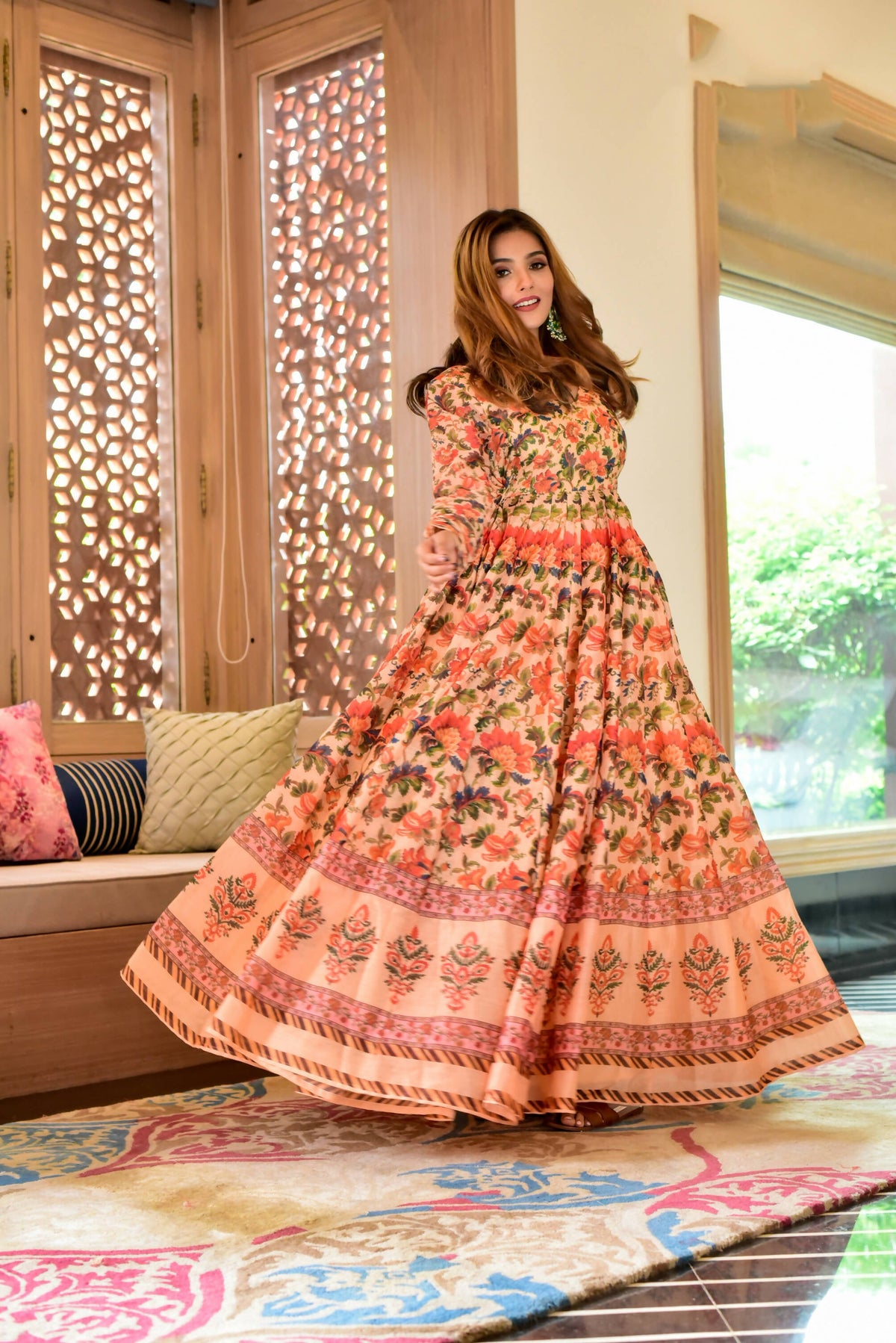 Casual Designer Multi Cotton Silk Gown - Anbazaar | Grocsy