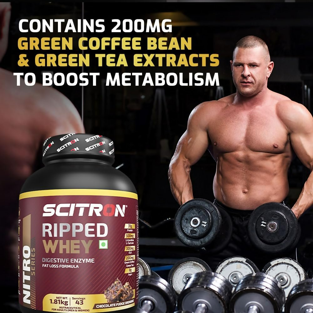 Scitron Ripped Whey Protein Powder Flavor Chocolate Fudge Brownie | Grocsy