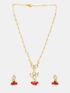 Ruby Raang Kundan Studded And Pearl Beaded Jewellery Set | Grocsy