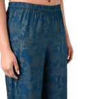 Aniyah Rayon Block Print Flared Palazzo Blue Color (AN-168K) | Grocsy