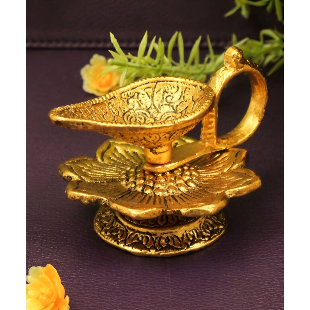 Spillbox Gold-Toned Brass Aishwarya Diya Pooja Essential | Grocsy