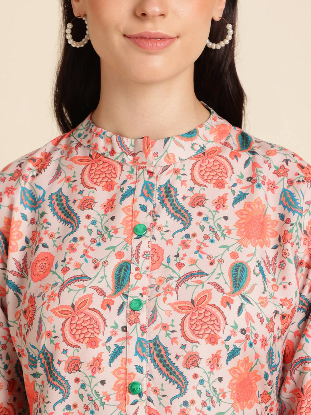 Orange Poly Rayon Digital Printed A-line Top - Tarini | Grocsy