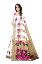 Vamika White Printed Art Silk Saree | Grocsy