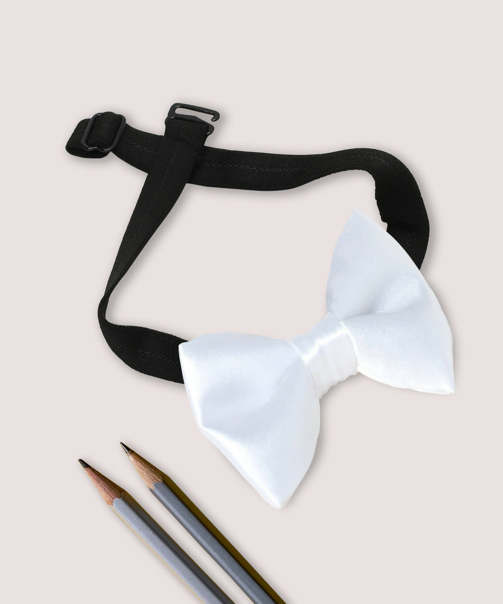 Manet Boys Solid Single Layer Bow - White | Grocsy