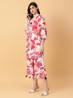 Joban Fashion Red Cotton Printed & Hand Work Co-ord Set | Grocsy