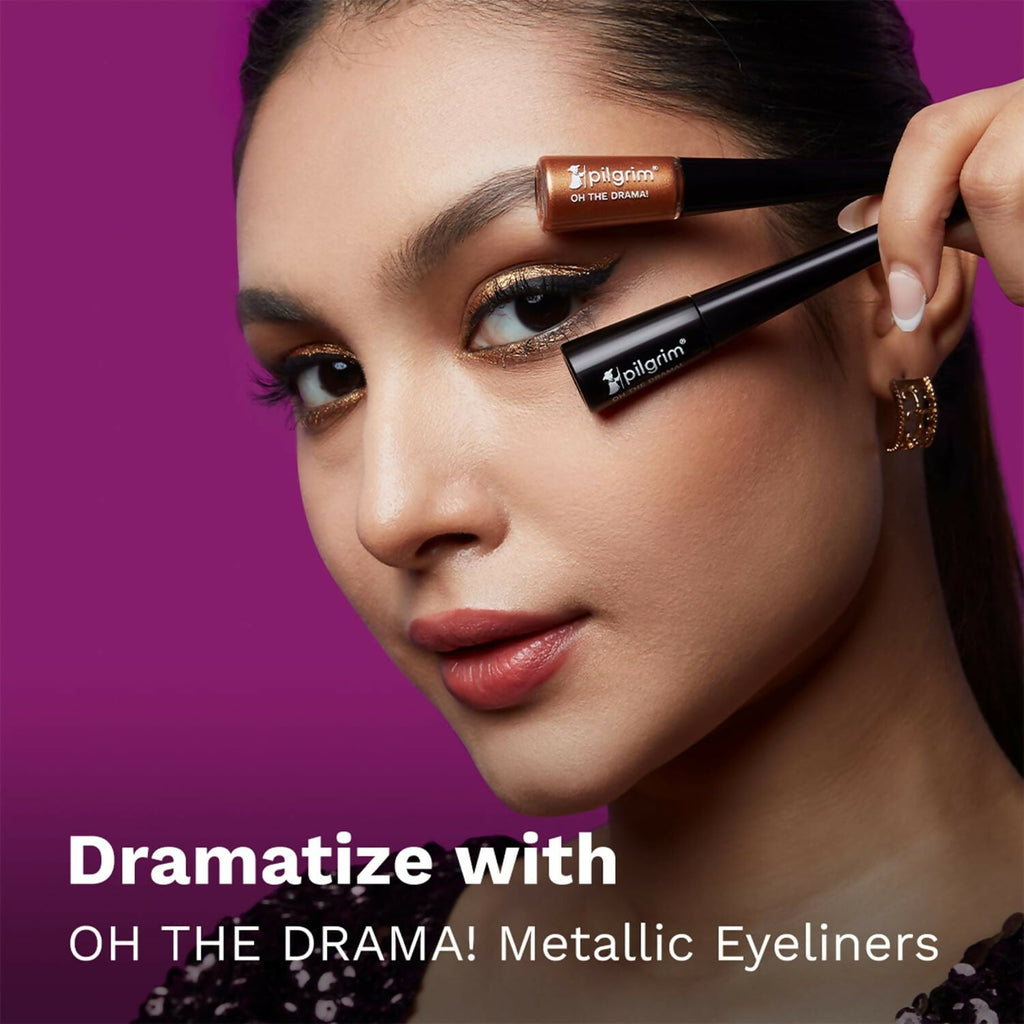 Pilgrim Metallic Eyeliner Black Scandal, Long Lasting & Smudge Proof Enriched With Argan Oil | Grocsy
