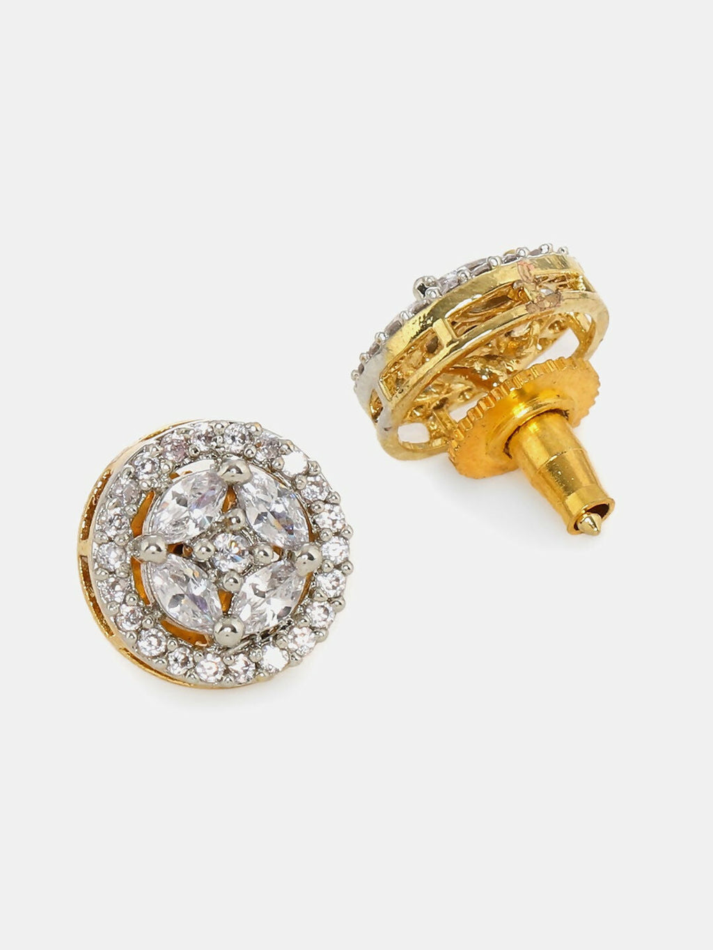 Silver Round Diamond Studs- Ruby Raang
