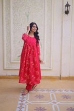Teeya Creation Womens New Fancy Mul Chanderi With Embroidered Work Gown Set | Grocsy