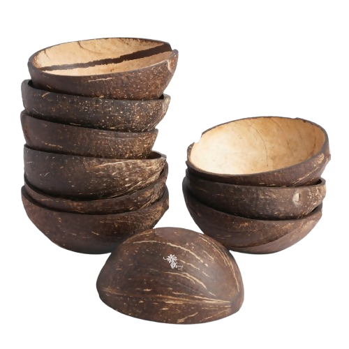Thenga Natural Oval Coconut Shell Bowls | Grocsy