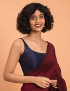 Suta Purple Maroon Colourblocked Cotton Acrylic Saree | Grocsy