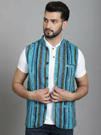 Even Apparels Nehru Jacket With Welt Pockets - Blue | Grocsy